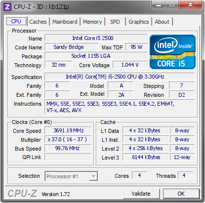 CPU-Z - i5 2500